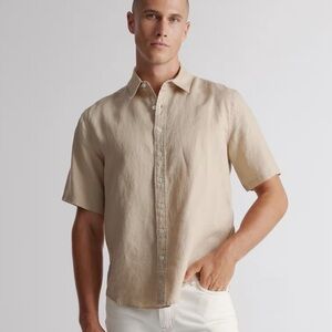 Quince Men 100% European Linen Relaxed Short Sleeve Shirt Size Large